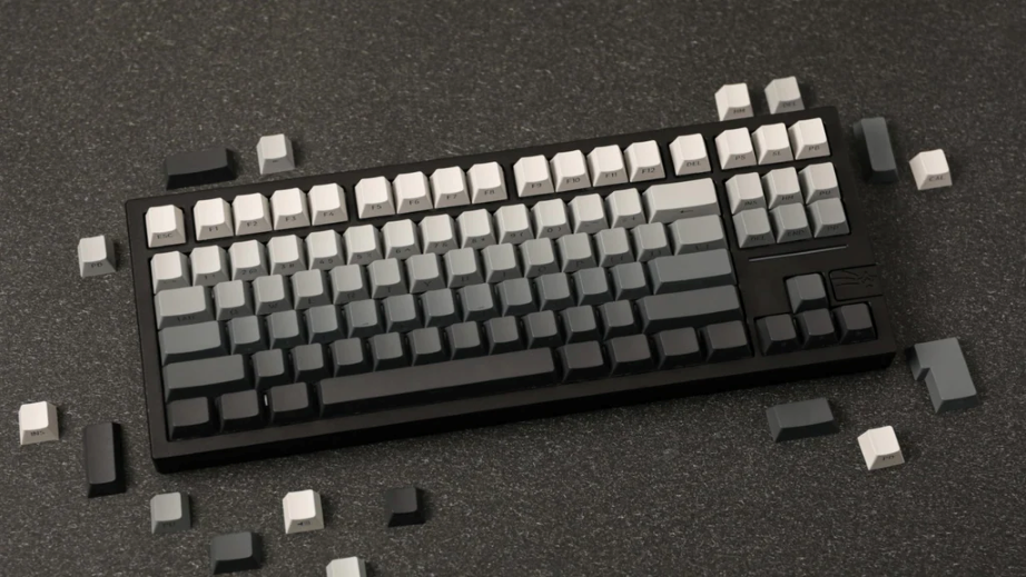 Black and White Gradient Custom Mechanical Keyboard on a desk